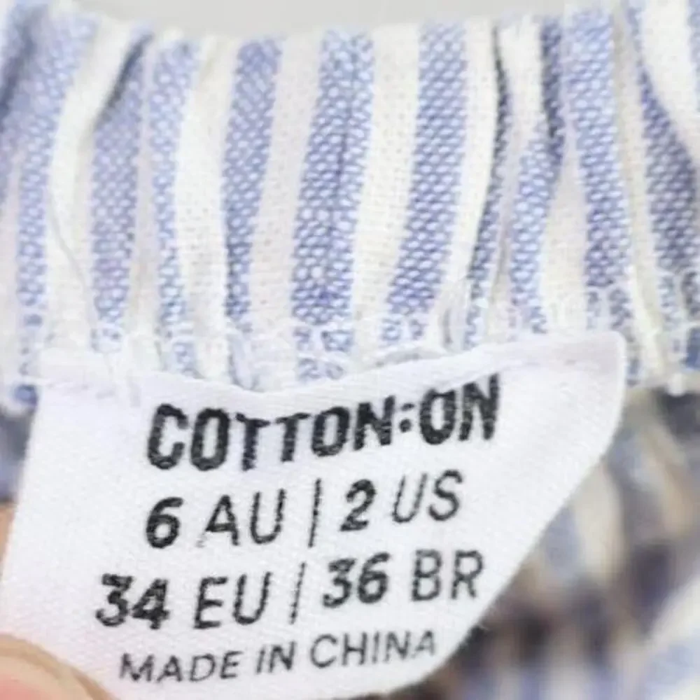 Cotton On Haven Linen Wide Leg Pant in Blue & White Stripes